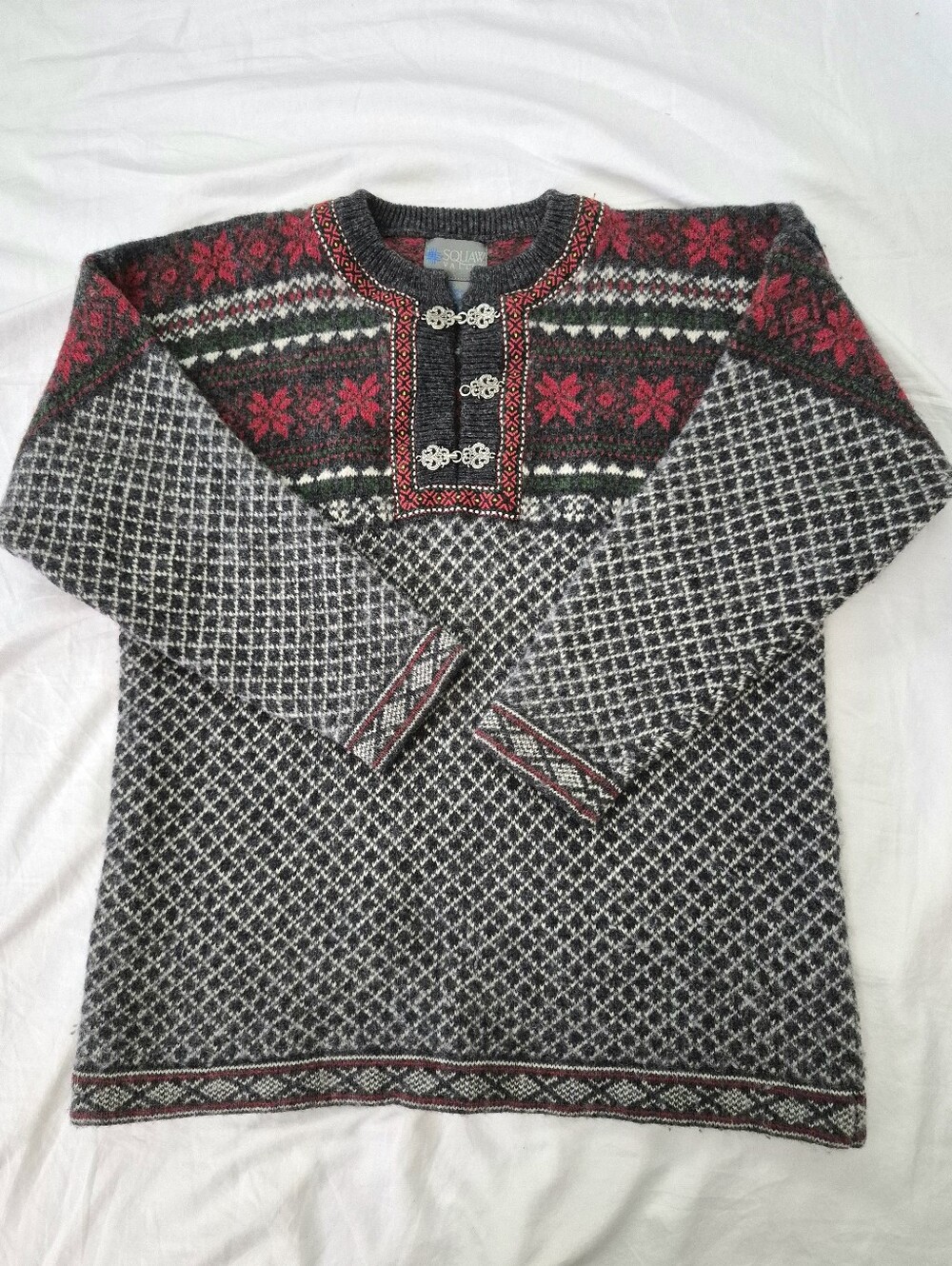 Vintage Squaw Valley Nordic Wool Fair Isle Sweater XL Cozy